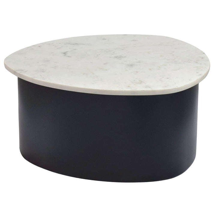Sofabord 63 cm med Hvid Marmorbordplade – Sort Aluminium i Organisk Design