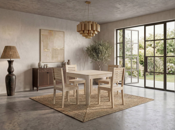 Kvadratisk Spisebord 80x80 cm i Massivt Mangotræ White Wash – Designbord