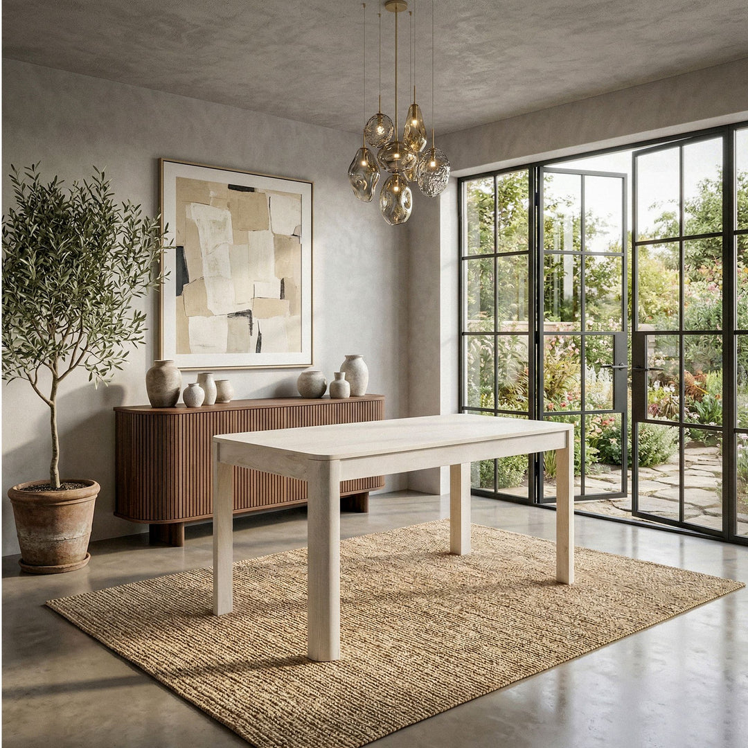 Rektangulært Spisebord 120x60 cm i Massivt Mangotræ White Wash – Designbord