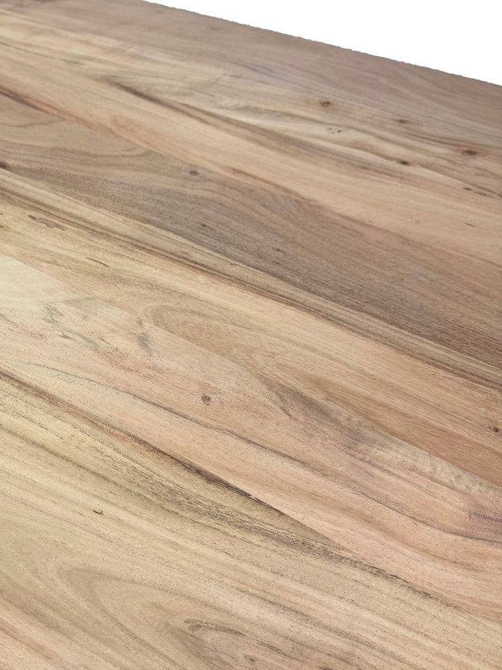 Skrivebord i massivt akacietræ 180 x 90 cm rektangulært med skuffe, naturligt træbord industrielt design