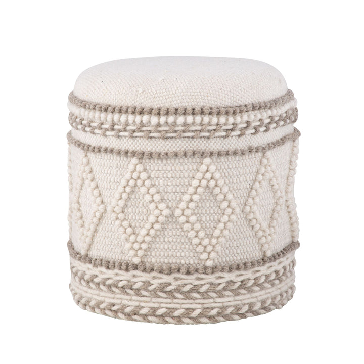 Opbevaringsskammel – Ø 40 x H 45 cm, rund stofopbevaringsskammel med boho-design