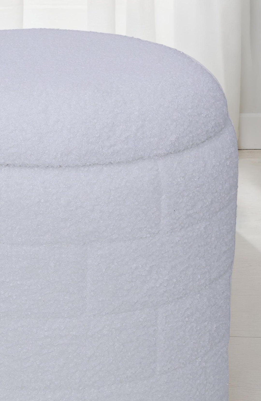 Opbevaringspuf 40x40x45 cm, Rund stofpuf, hvid med aftageligt låg, Polstret opbevaringspuf, Moderne sidepuf til stuen