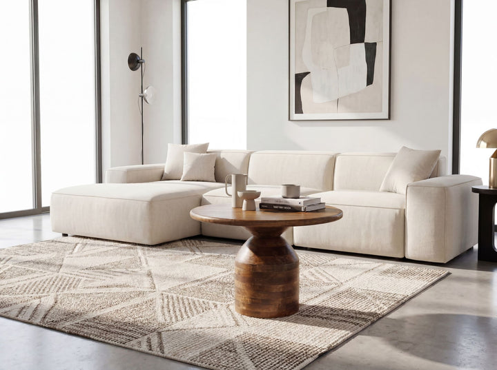 Rundt Sofabord 60 cm i Massivt Mangotræ – Designbord med Søjleben