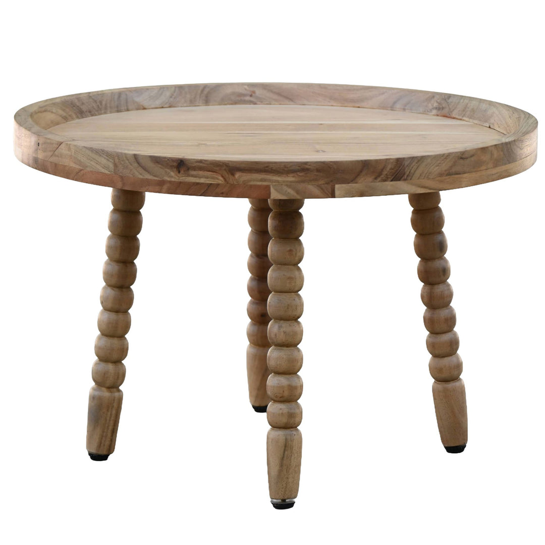 Rundt Sofabord 60 cm i Massivt Akacietræ – Designbord med Dekorative Ben