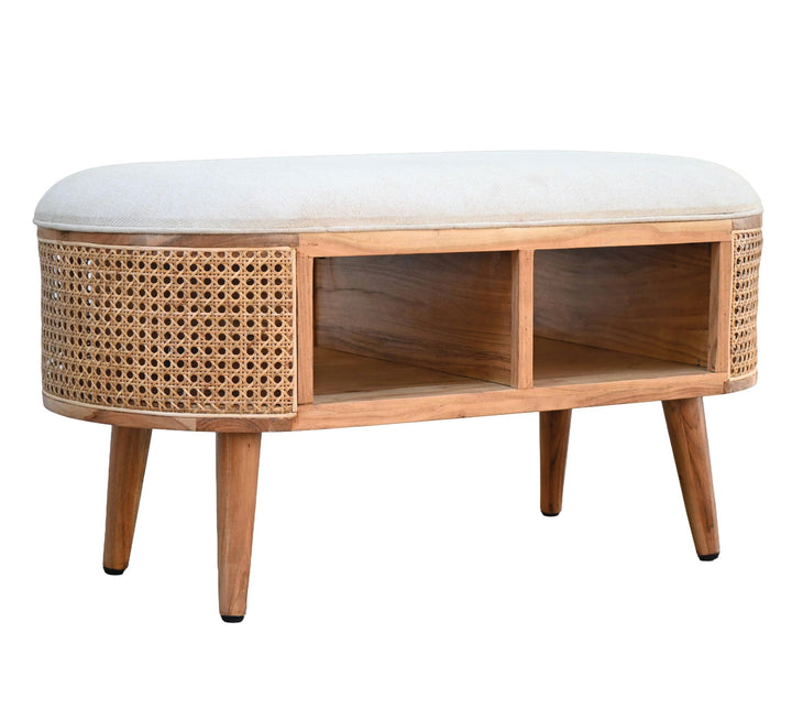 Polstret Bænk 90 cm med Wienerflet – Retro Entrébænk i Håndlavet Design