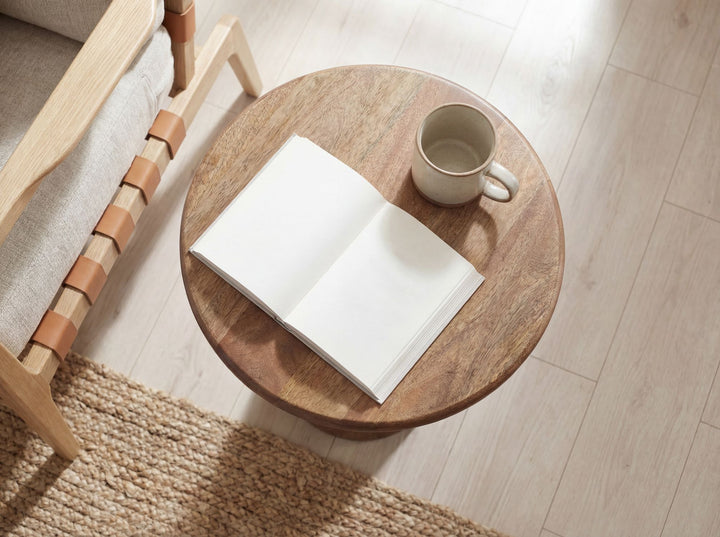 Rundt Sidebord 35 cm i Massivt Mangotræ – Brunt Naturligt Designbord