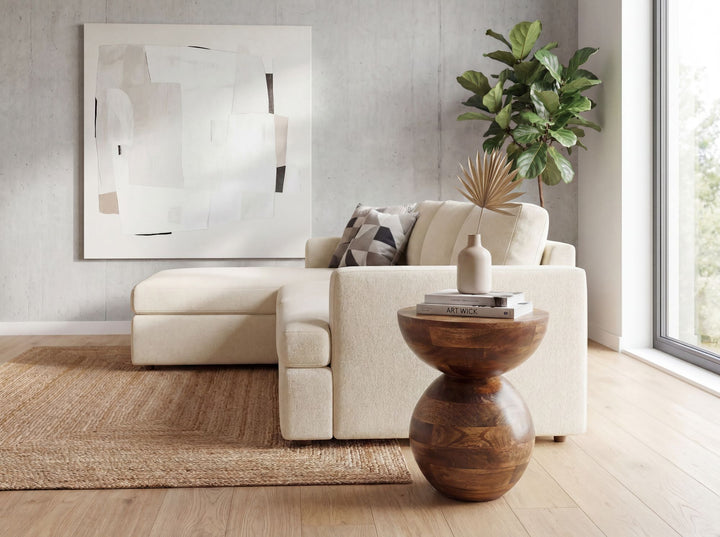 Rundt Sidebord 35 cm i Massivt Mangotræ – Naturligt Designbord i Træ