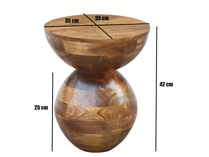 Rundt Sidebord 35 cm i Massivt Mangotræ – Naturligt Designbord i Træ