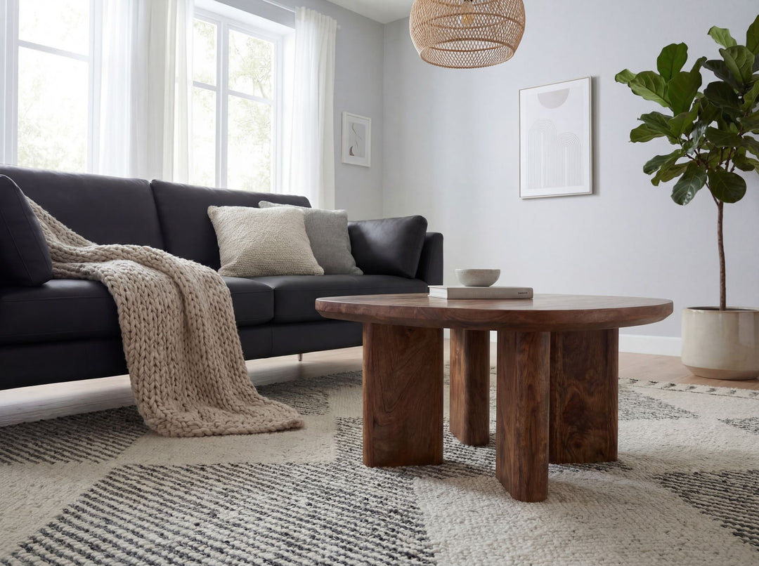 Kvadratisk Sofabord 60 cm i Massivt Mangotræ – Håndlavet Designbord med Afrundede Kanter