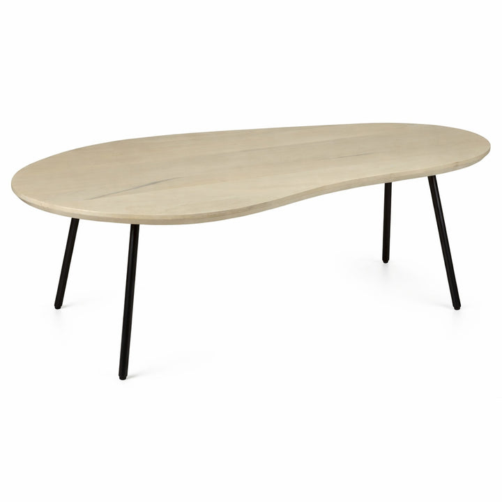 Sofabord 122 cm i Massivt Mangotræ White Wash – Nyreformet Designbord med Metalben