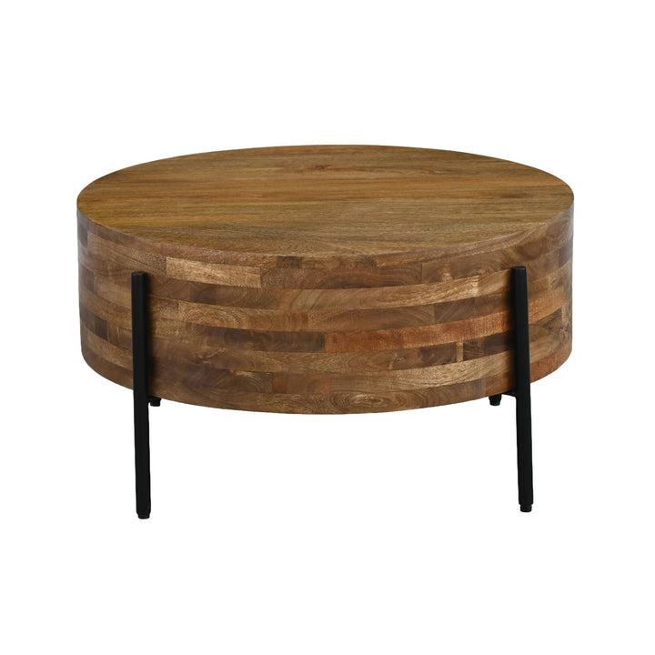 Sofabord i massivt mangotræ 70 cm – rundt sofabord til stuen – moderne træbord – håndlavet designbord og sidebord