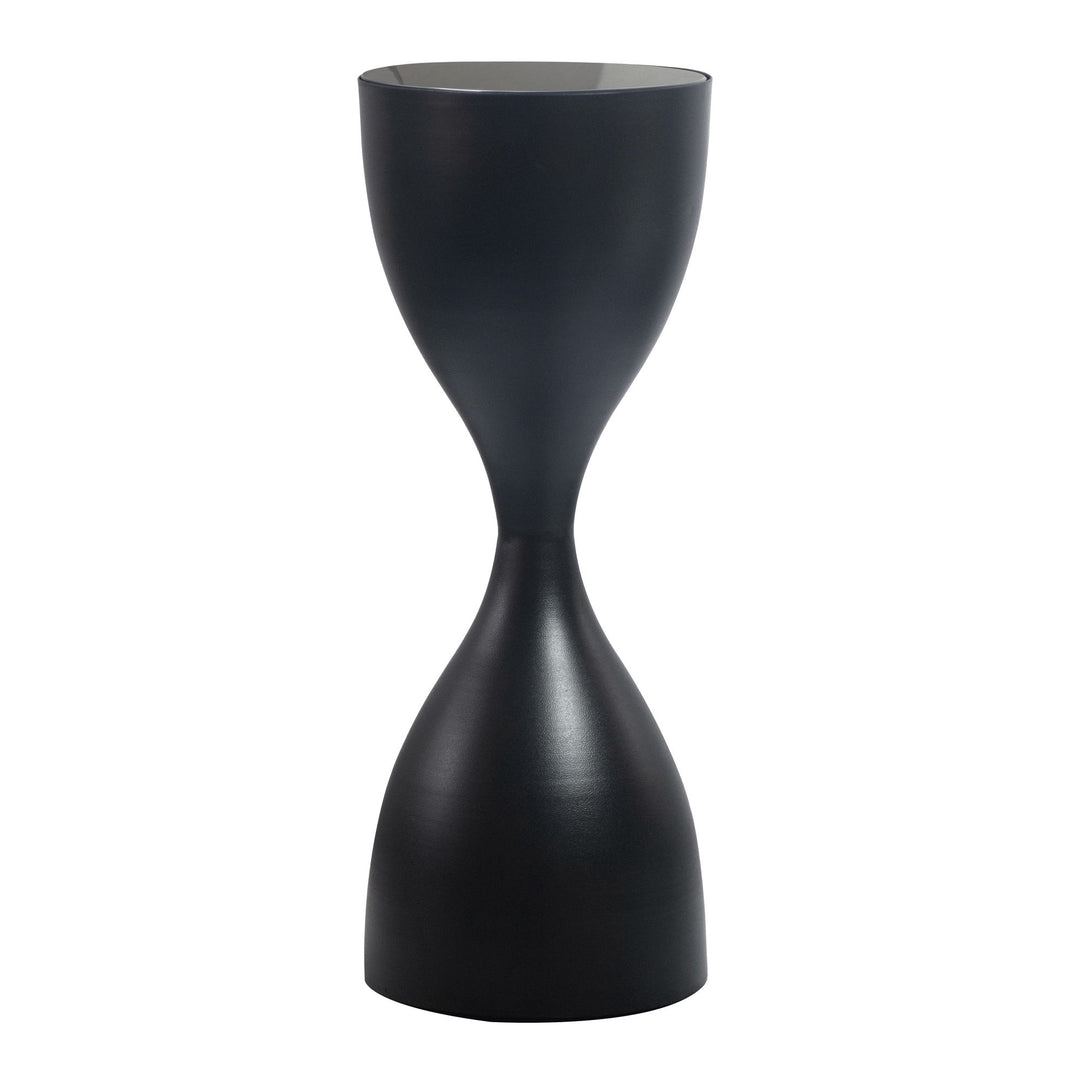 Rundt Sidebord 23 cm i Sort Metal med Glasplade – Moderne Designbord