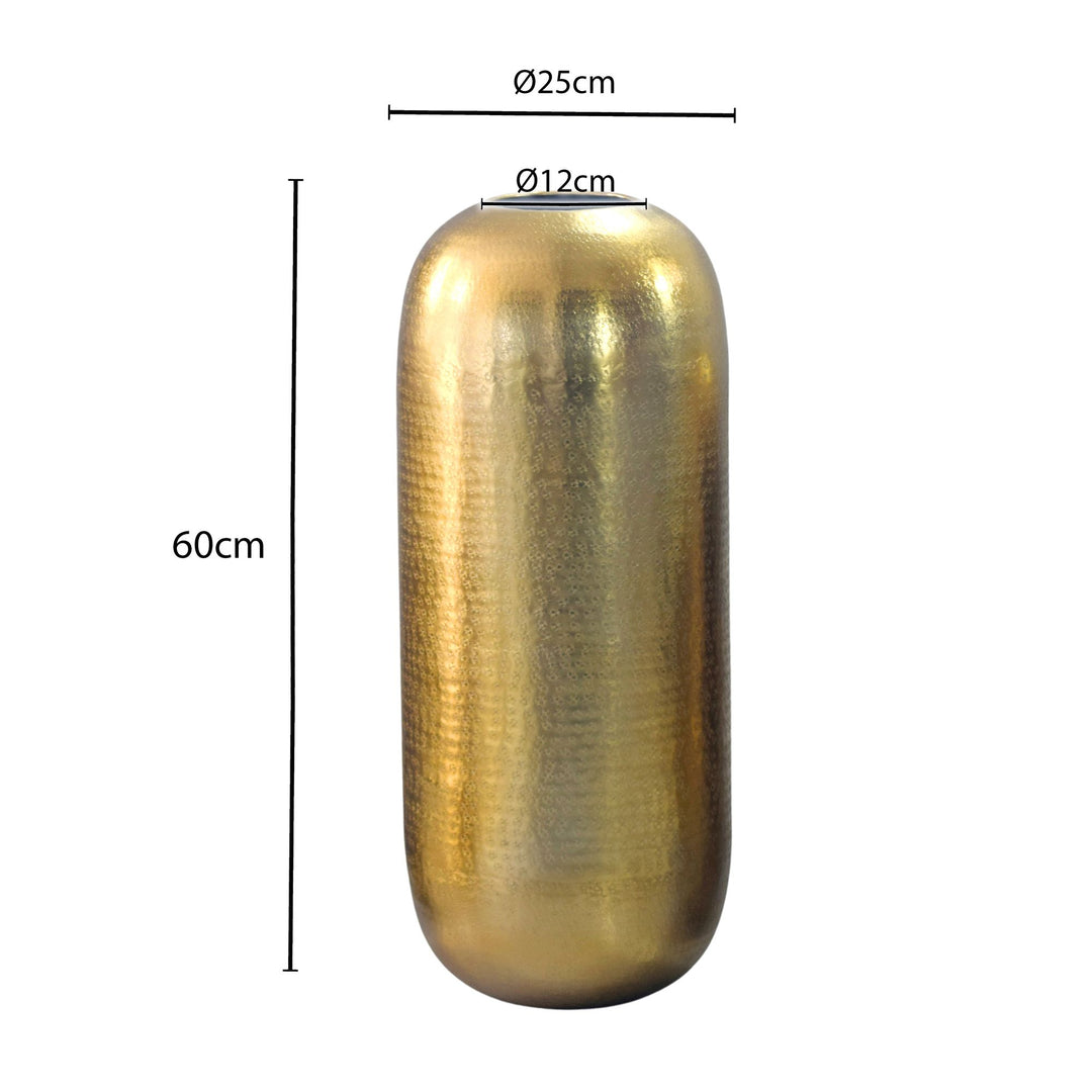 Guldfarvet Gulvvase 60 cm i Aluminium – XL Designvase til Stuen