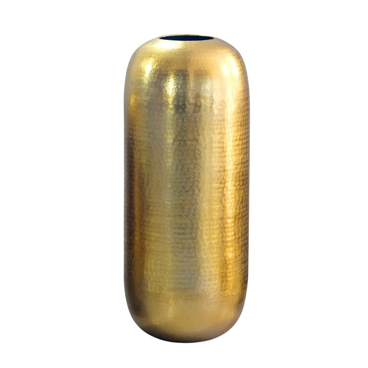 Guldfarvet Gulvvase 60 cm i Aluminium – XL Designvase til Stuen