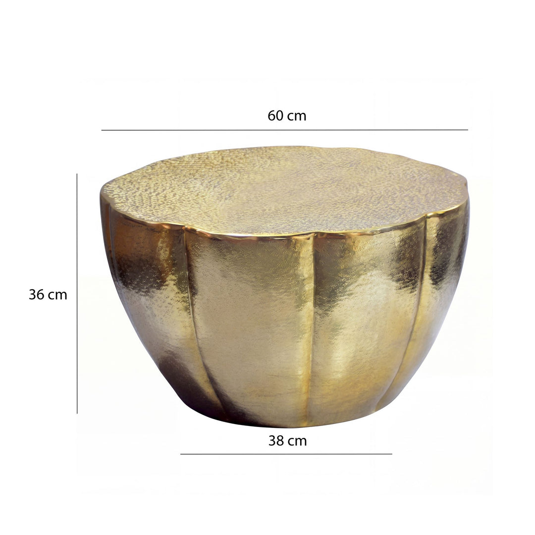 Rundt Sofabord 60 cm i Guld Aluminium – Blomsterformet Designbord