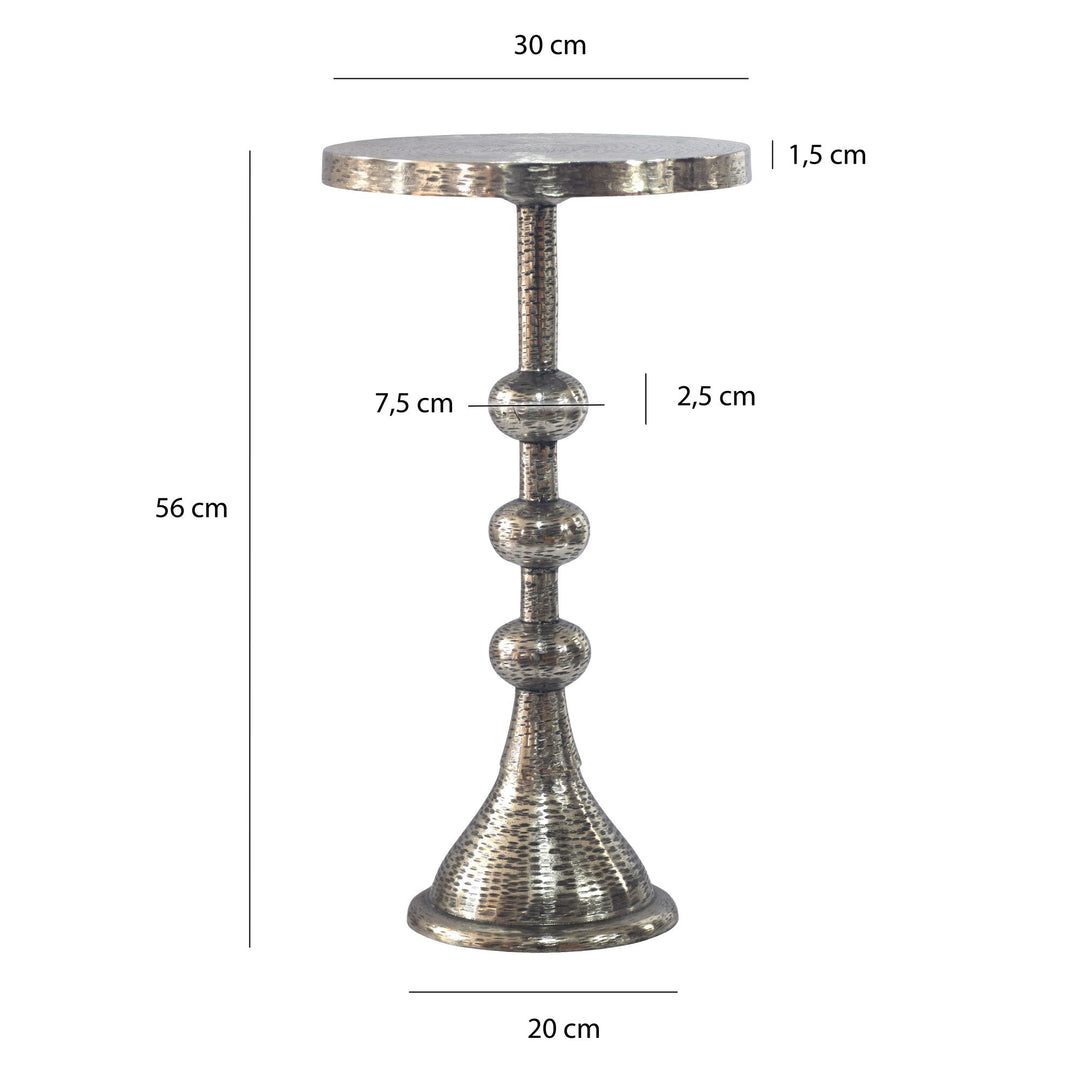 Sidebord aluminium sølvfarvet 30cm rundt Bord metal - dekorativt bord aluminium orientalsk, håndlavet