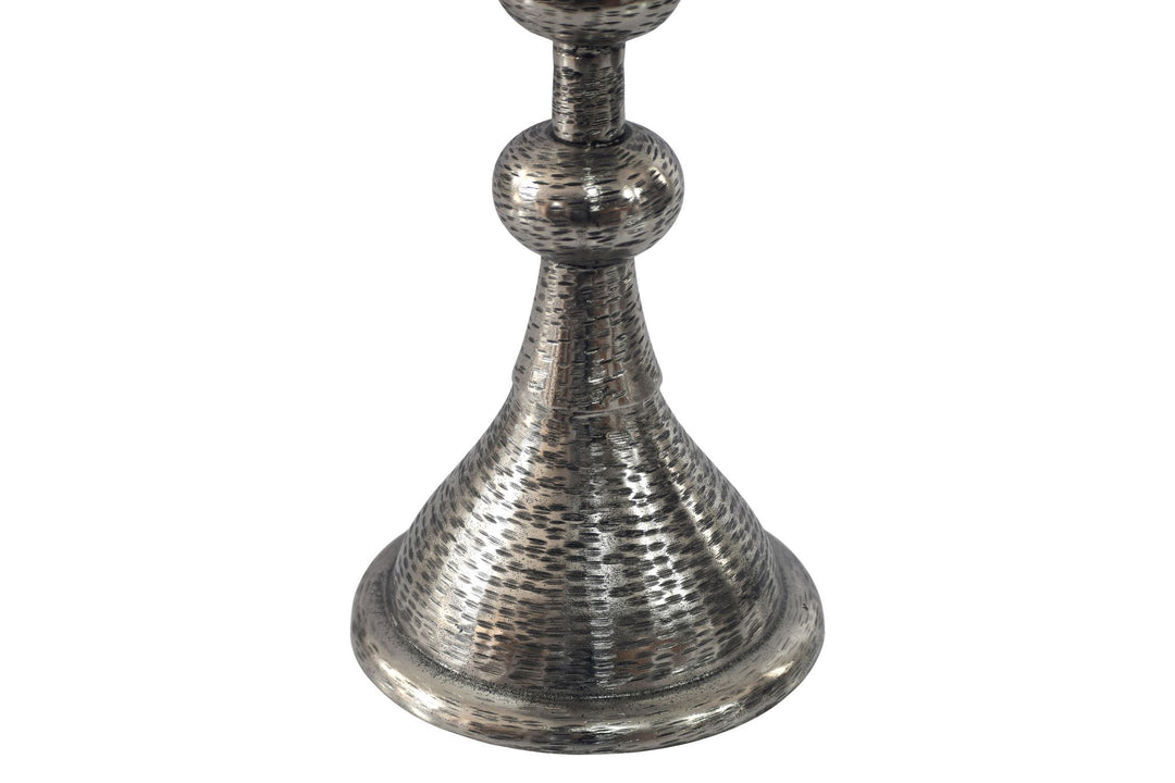 Sidebord aluminium sølvfarvet 30cm rundt Bord metal - dekorativt bord aluminium orientalsk, håndlavet