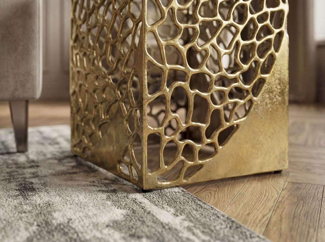 Sidebordssæt 2 stk. i Guld Aluminium – Moderne Designborde i Metal