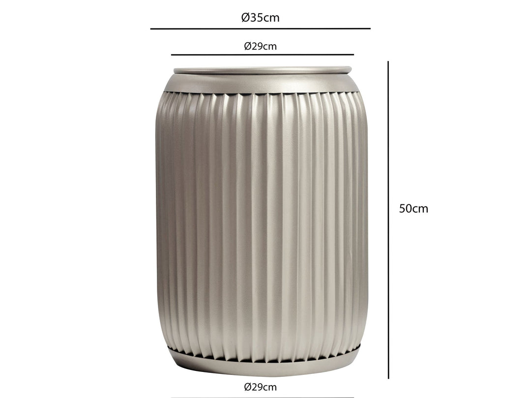 Rundt Sidebord 35 cm i Sølv Metal med Aftagelig Bordplade – Designbord med Opbevaring