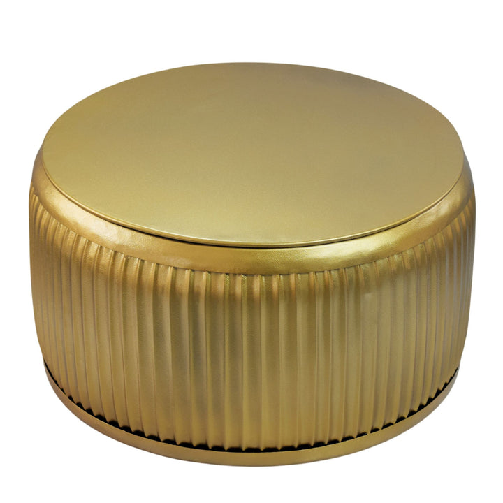 Rundt Sofabord 60 cm i Guld Metal med Aftagelig Bordplade – Designbord med Opbevaring