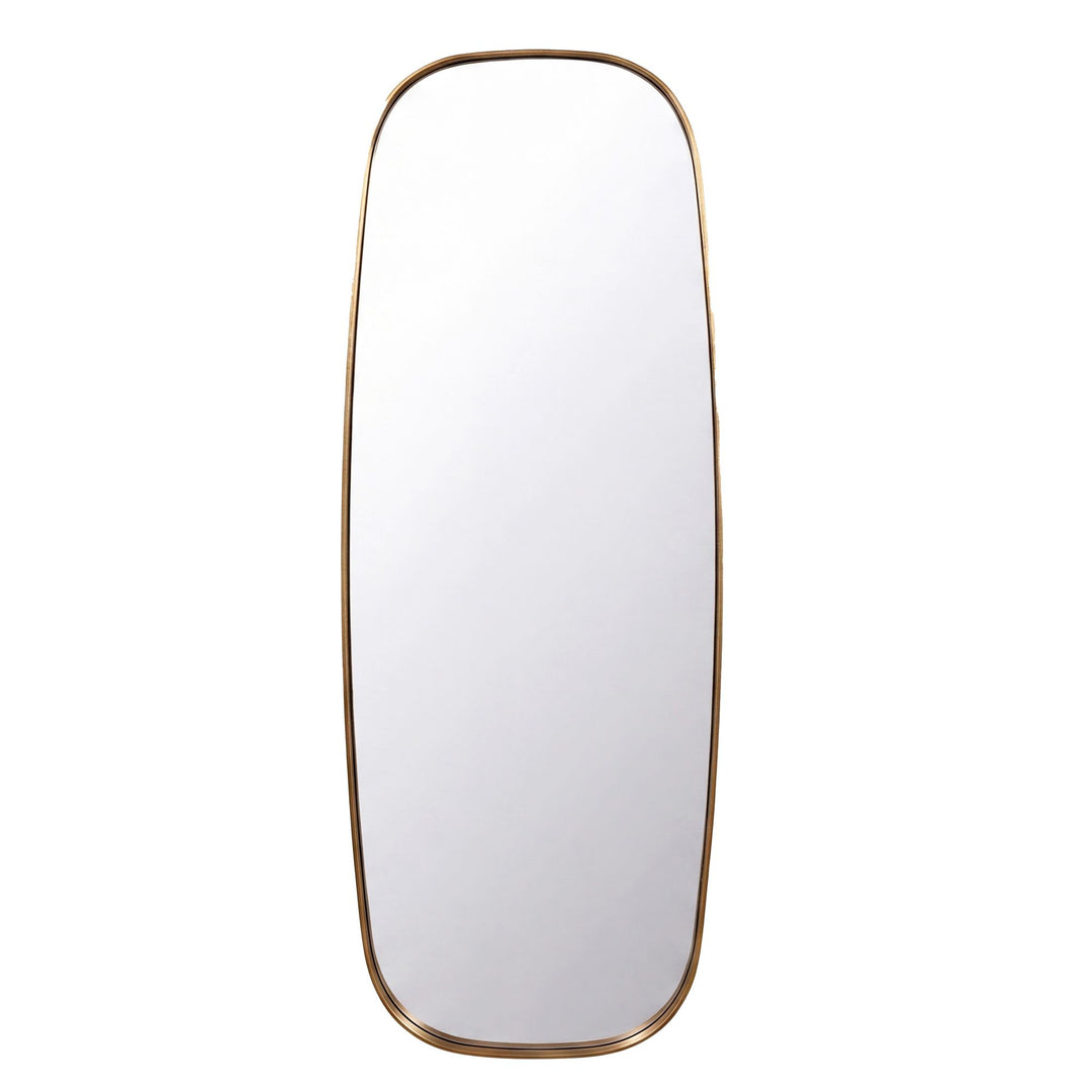 Oval Vægspejl 122x46 cm i Guld – Stort Designspejl med Metalramme