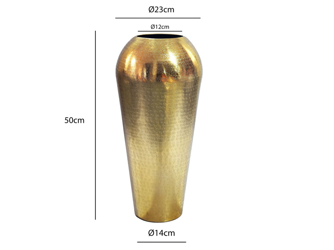 Dekovase 50 cm i Guld Aluminium – Moderne Rund Metalvase til Boligindretning