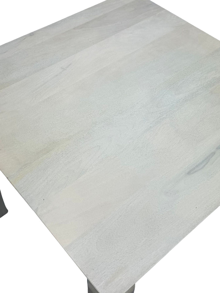 Spisebord 80x80 cm i Massivt Mangotræ – Kvadratisk White Wash Træbord