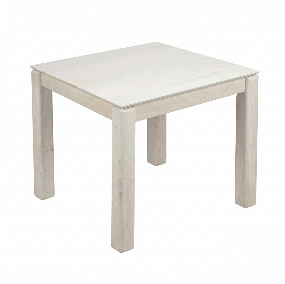 Spisebord 80x80 cm i Massivt Mangotræ – Kvadratisk White Wash Træbord