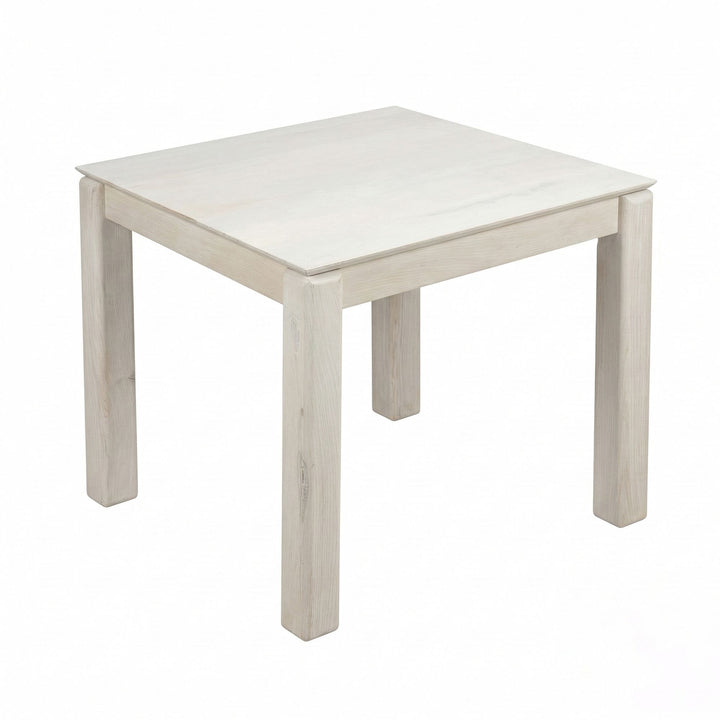 Spisebord 80x80 cm i Massivt Mangotræ – Kvadratisk White Wash Træbord