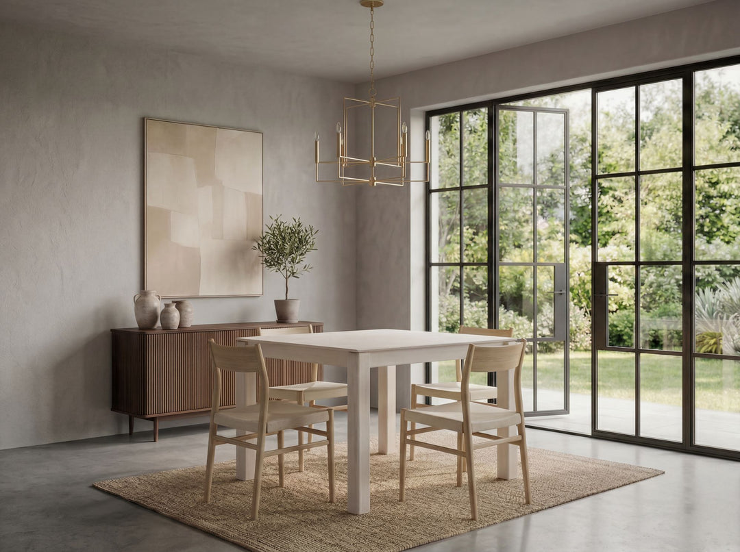 Spisebord 80x80 cm i Massivt Mangotræ – Kvadratisk White Wash Træbord