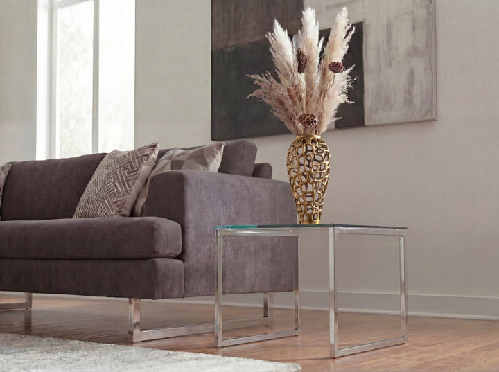 Dekovase 45 cm i Guld Aluminium – Moderne Stor Metalvase til Tørrede Blomster