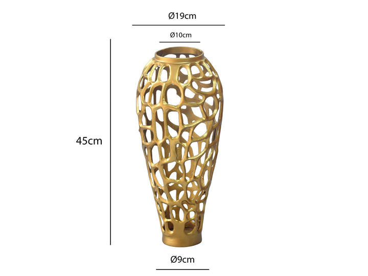 Dekovase 45 cm i Guld Aluminium – Moderne Stor Metalvase til Tørrede Blomster