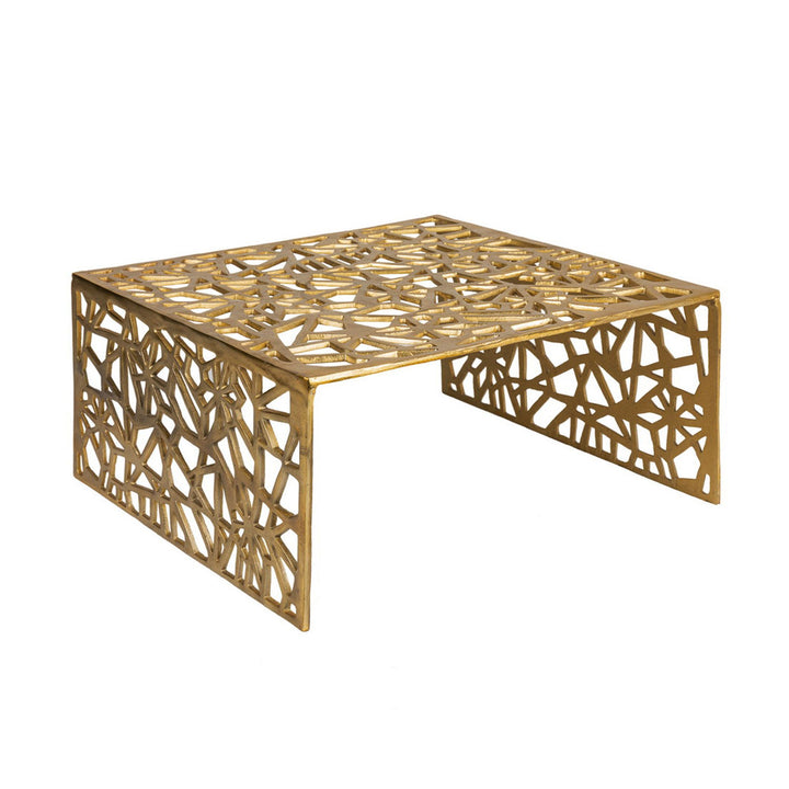 Moderne Sofabord 60 cm i Guldfarvet Aluminium – Kvadratisk Designbord til Stuen