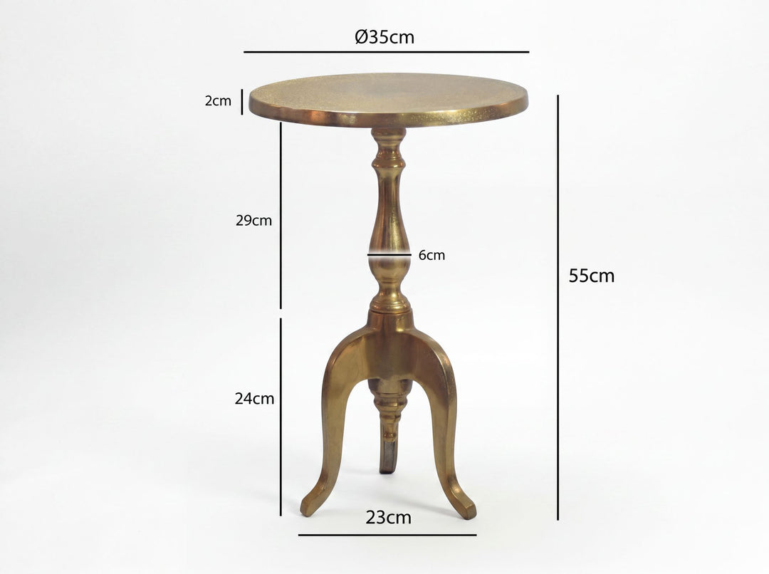 Rundt Sidebord 35 cm i Guld Aluminium – Moderne Designbord