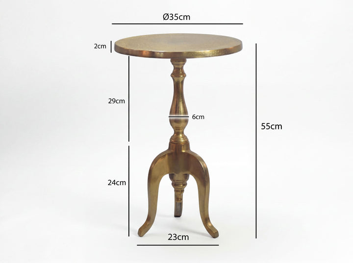 Rundt Sidebord 35 cm i Guld Aluminium – Moderne Designbord