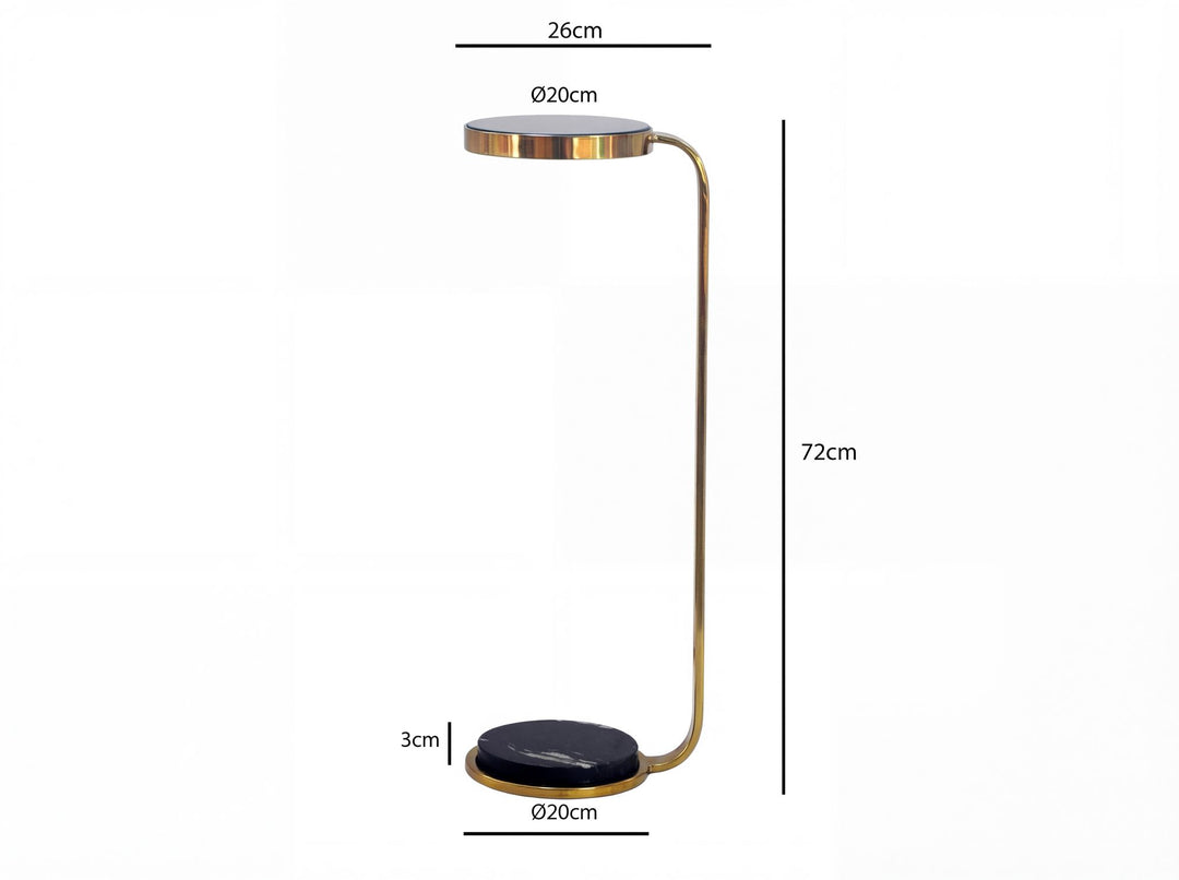 C-formet Sidebord 72 cm i Metal med Sort Marmorbordplade – Moderne Designbord