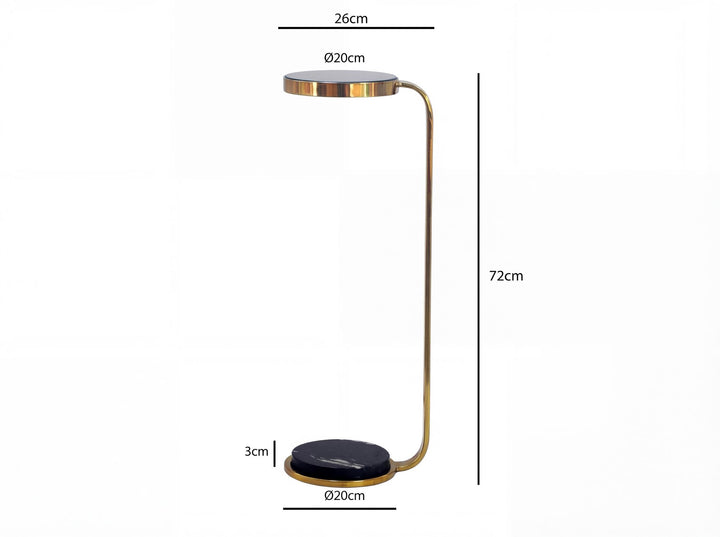 C-formet Sidebord 72 cm i Metal med Sort Marmorbordplade – Moderne Designbord