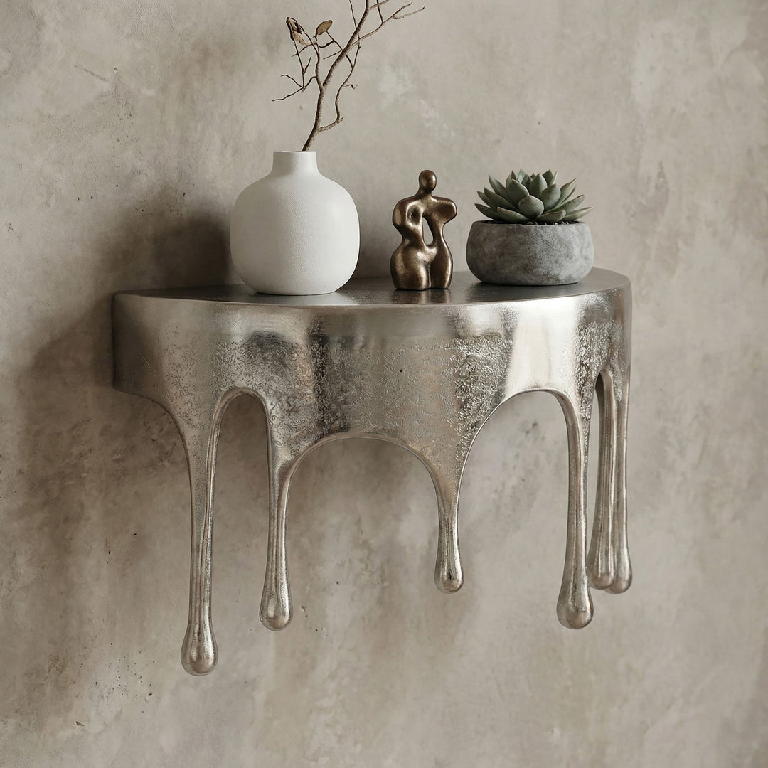Væghylde 60 cm i Sølvfarvet Aluminium – Moderne Dråbeformet Designhylde