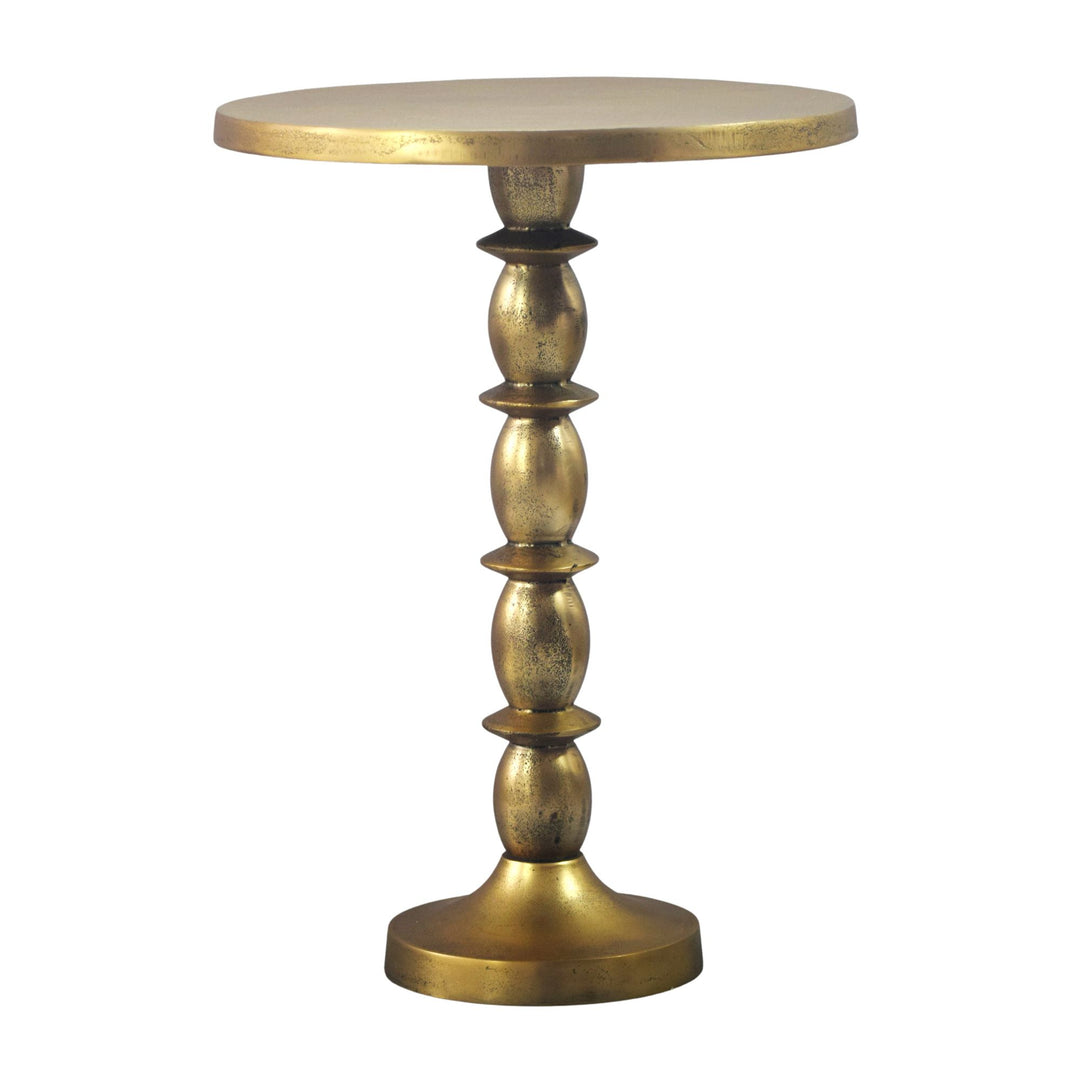 Sidebord i orientalsk design, guldfarvet 40cm aluminium rundbord, rå finish, designer sofabord dekorativt, håndlavet