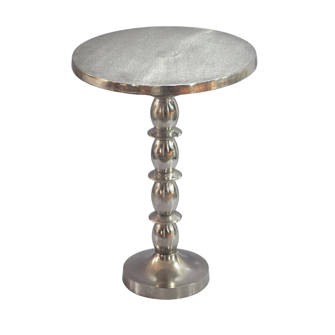 Rundt sidebord i aluminium - Ø40 cm - Sølvfarvet - Raw finish - Håndlavet