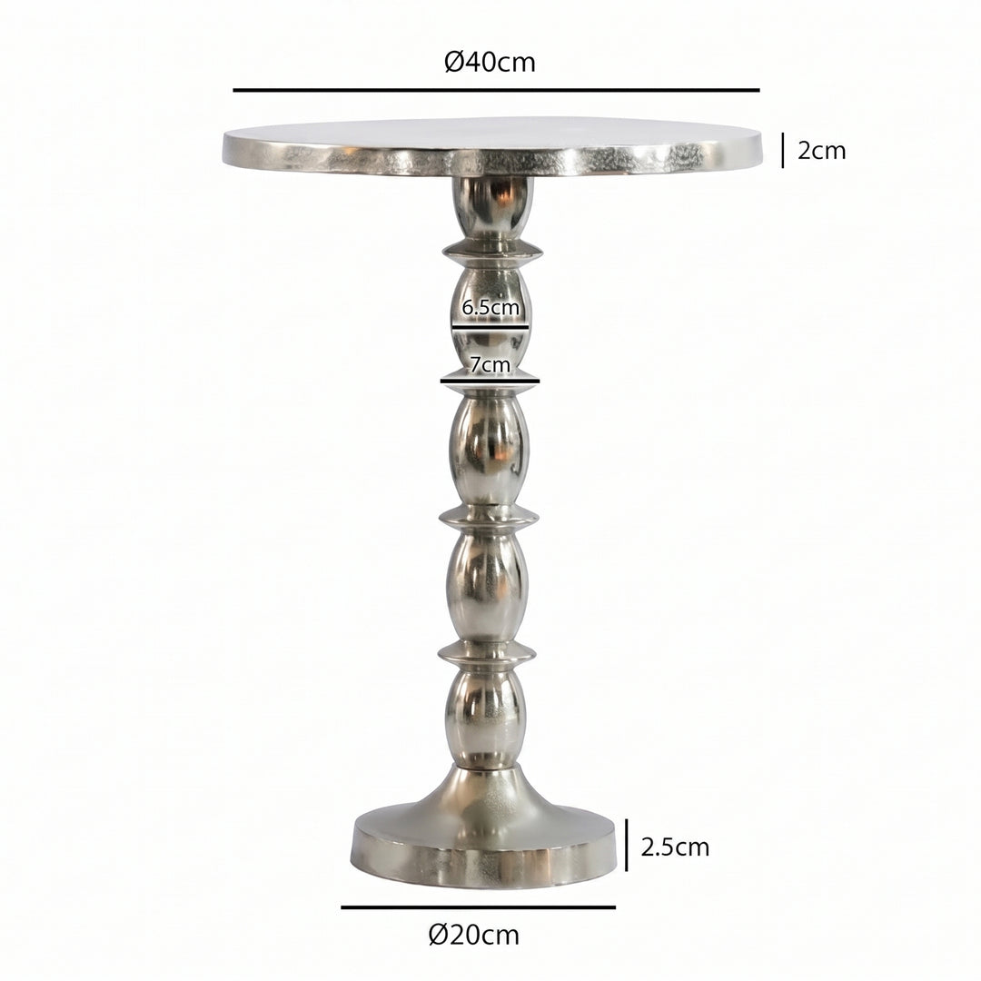 Rundt sidebord i aluminium - Ø40 cm - Sølvfarvet - Raw finish - Håndlavet
