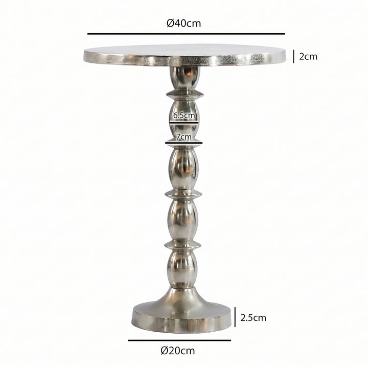 Rundt sidebord i aluminium - Ø40 cm - Sølvfarvet - Raw finish - Håndlavet