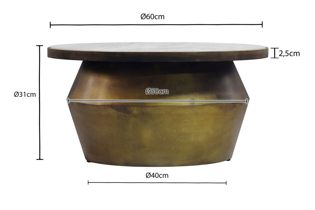 Sofabord 60 cm med hvid marmorbordplade – rundt sofabord i aluminium – moderne designbord og loungebord – elegant håndlavet sidebord til stuen