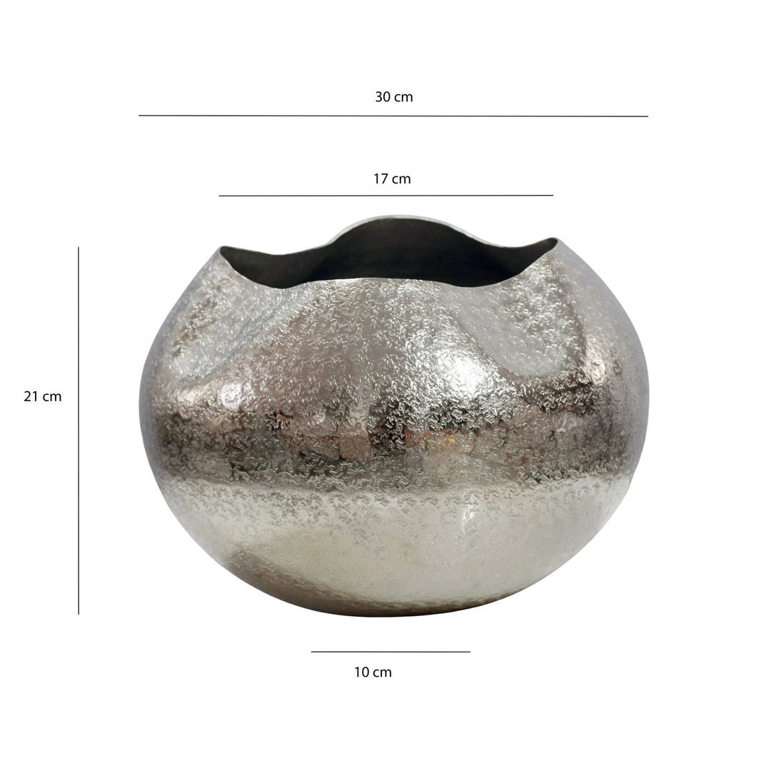 Dekorativ vase i aluminium - 30 cm - Sølvfarvet - Håndlavet