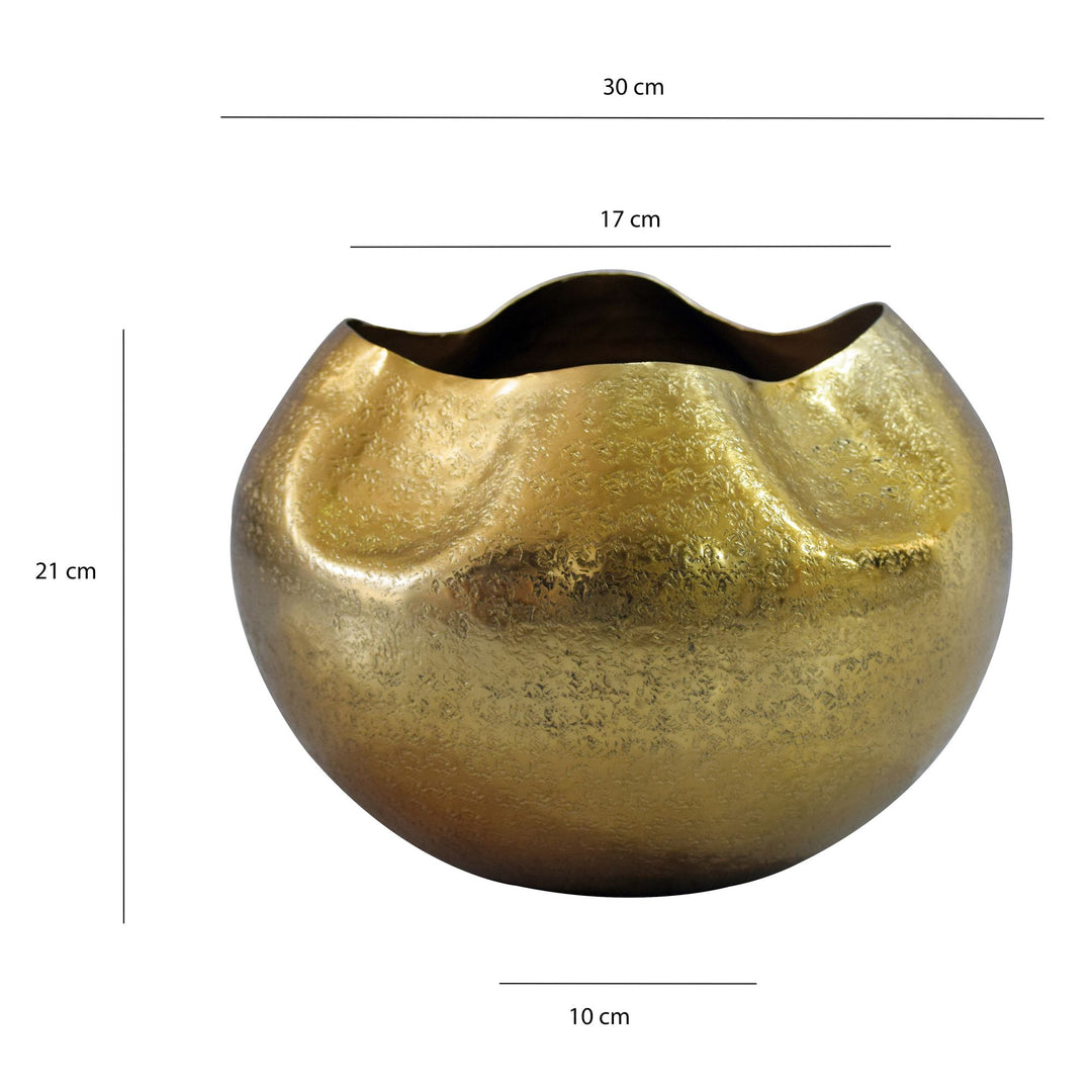 Dekorativ vase i aluminium - 30 cm - Guldfarvet - Håndlavet