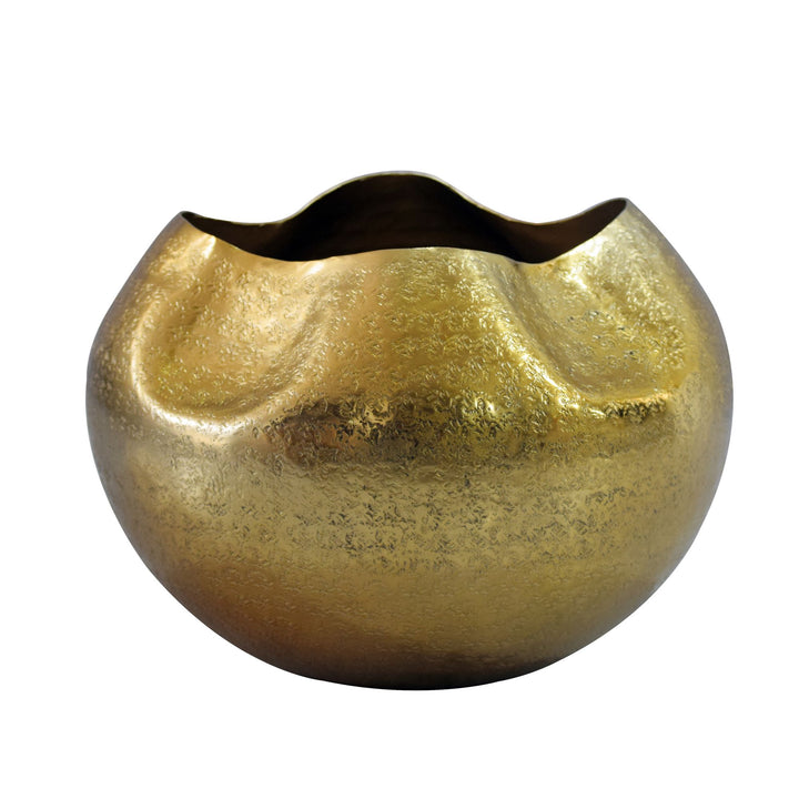 Dekorativ vase i aluminium - 30 cm - Guldfarvet - Håndlavet