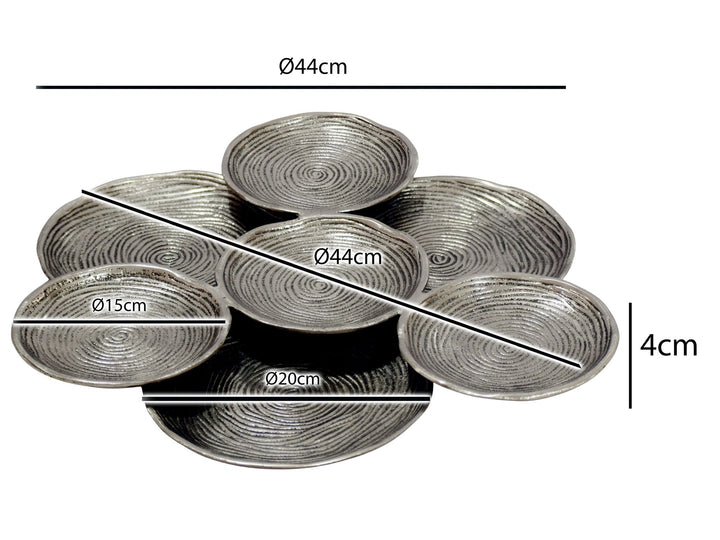 Rund dekorationsskål i aluminium - Ø44 cm - Sølvfarvet - Håndlavet