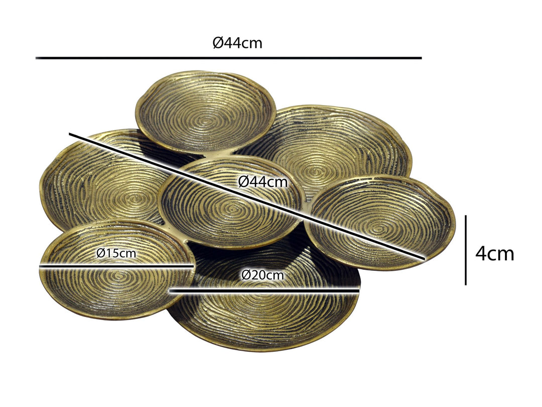 Rund dekorationsskål i aluminium - Ø44 cm - Guldfarvet - Håndlavet