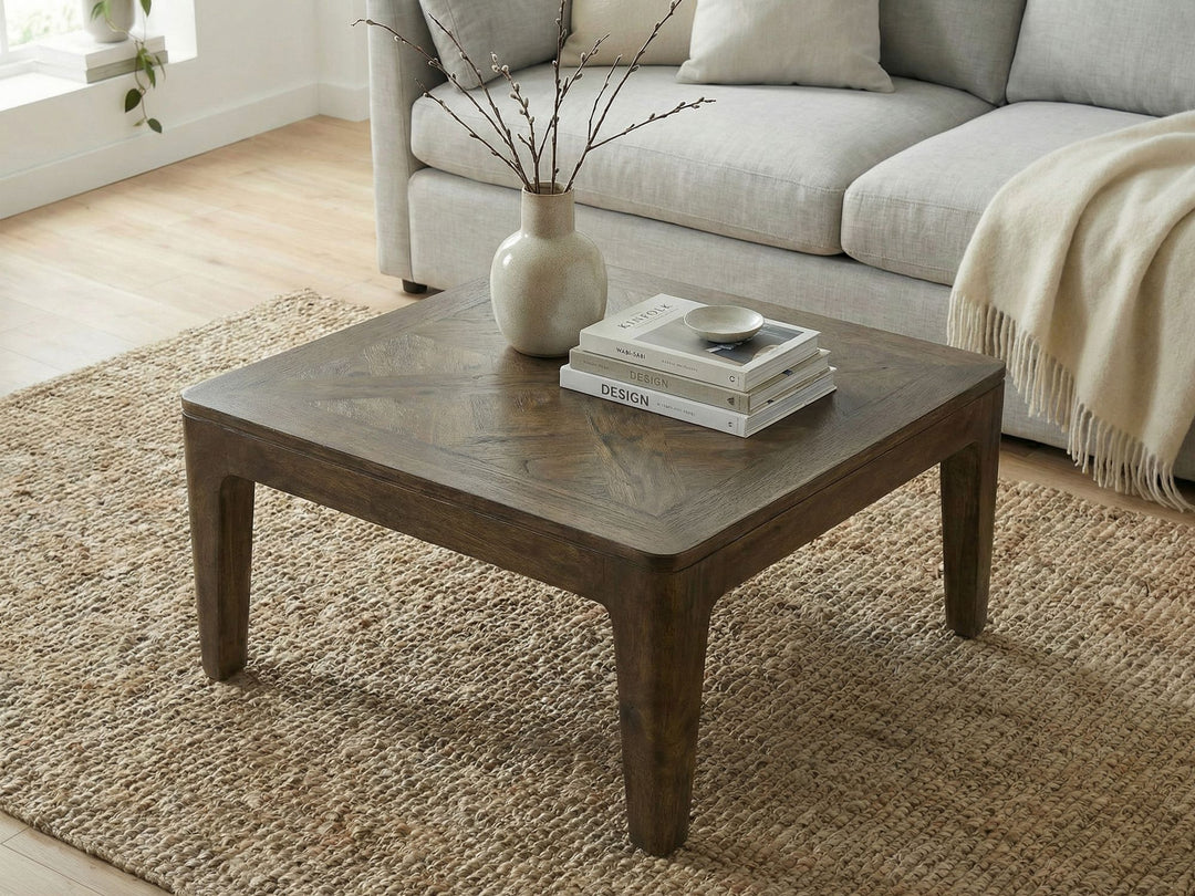 Kvadratisk sofabord i massivt mangotræ - 60 x 60 cm - Valnød finish