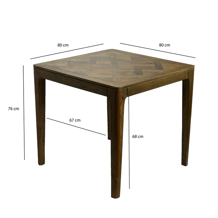 Massivt træ spisebord 80x80 cm valnød finish - firkantet træ spisebord - moderne køkkenbord til 4 personer, håndlavet